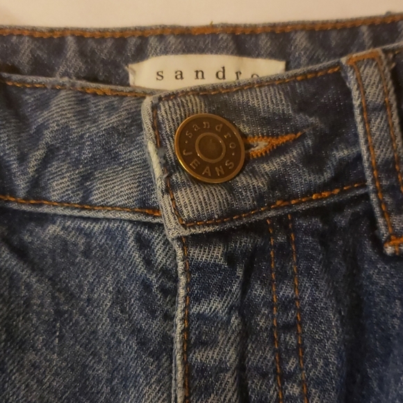 Sandro Paris Ripped Knee WideLeg Mom Jean size 36 - Picture 2 of 6
